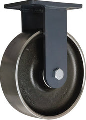 Hamilton - 10" Diam x 3" Wide x 12-1/2" OAH Top Plate Mount Rigid Caster - Forged Steel, 5,000 Lb Capacity, Tapered Roller Bearing, 5-1/4 x 7-1/4" Plate - Exact Tooling