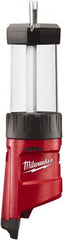 Milwaukee Tool - LED Bulb, 400 Lumens, Spotlight/Lantern Flashlight - Red Plastic Body, 12V Lithium-Ion Batteries Not Included - Exact Tooling