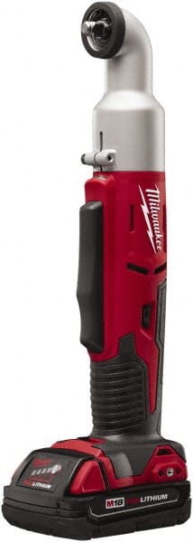 Milwaukee Tool - 3/8" Drive 18 Volt Inline Cordless Impact Wrench & Ratchet - 1,500/2,250 RPM, 0 to 3,400 BPM, 30/60 Ft/Lb Torque, 1 Lithium-Ion Battery Included - Exact Tooling
