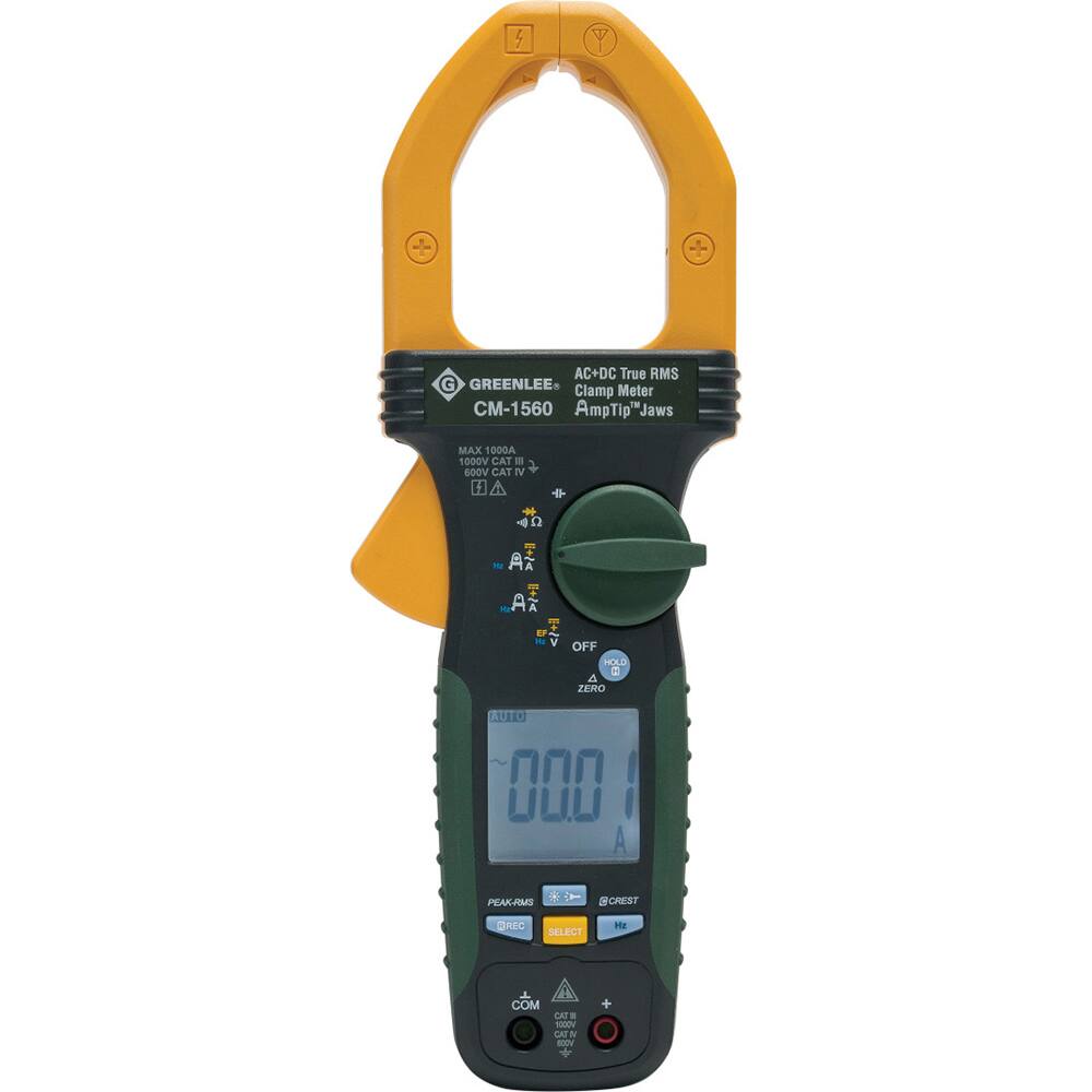 Greenlee - Clamp Meters; Clamp Meter Type: Voltage ; Measures: Capacitance; Current; Frequency; Resistance; Voltage ; Jaw Style: Clamp On ; Jaw Capacity (Decimal Inch): 2.0000 ; CAT Rating: CAT III; CAT IV ; Maximum DC Voltage: 1000 - Exact Tooling