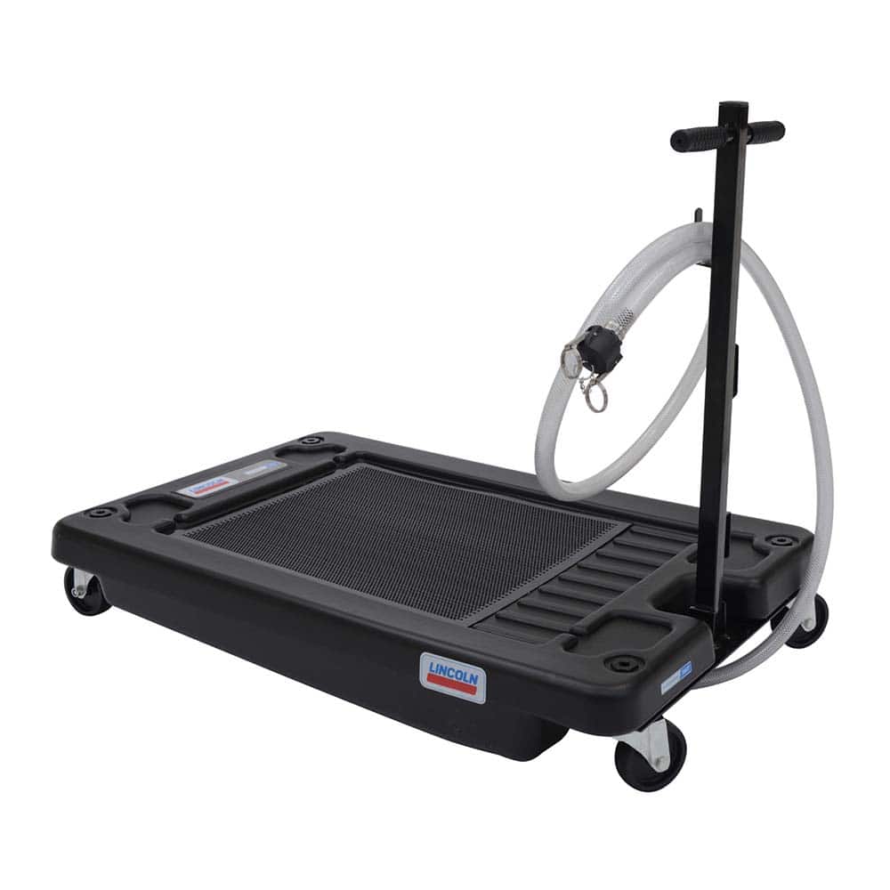 Lincoln - Oil Drain Containers; Type: Oil Drain w/Casters ; Container Size: 17 Gal. ; Color: Black; white ; Hose Length: 72 (Inch) - Exact Tooling