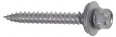 Buildex - #9 Hex Washer Head Sheet Metal Screw - Steel, 1-1/2" Length Under Head - Exact Tooling