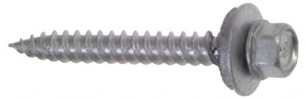 Buildex - #9 Hex Washer Head Sheet Metal Screw - Steel, 2" Length Under Head - Exact Tooling
