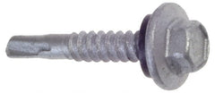 Buildex - 1/4", Hex Washer Head, Hex Drive, 1" Length Under Head, #3 Point, Self Drilling Screw - Steel - Exact Tooling