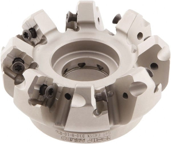 Iscar - 3" Cut Diam, 1" Arbor Hole, 0.276" Max Depth of Cut, 45° Indexable Chamfer & Angle Face Mill - 8 Inserts, S845 SX.U 16.. Insert, Right Hand Cut, 8 Flutes, Through Coolant, Series Helido - Exact Tooling