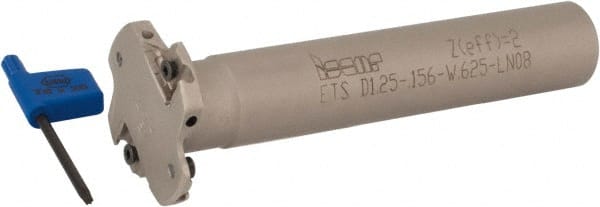 Iscar - Shank Connection, 5/32" Cutting Width, 5/16" Depth of Cut, 1-1/4" Cutter Diam, 2 Tooth Indexable Slotting Cutter - 5/8" Shank Diam, ETS-LN08 Toolholder, LNET Insert, Right Hand Cutting Direction - Exact Tooling