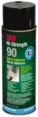 3M - 24 oz Aerosol Clear Spray Adhesive - High Tack, 250°F Heat Resistance, 23.6 Sq Ft Coverage, High Strength Bond, 10 min Max Bonding Time, Flammable, Series High-Strength 90 - Exact Tooling