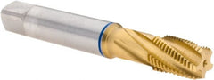 Guhring - 1/4-18 NPT, 5 Flutes, Modified Bottoming Chamfer, TiN Finish, Cobalt, Spiral Flute Pipe Tap - 14mm Shank Diam, 11mm Square Size, Series 1088 - Exact Tooling