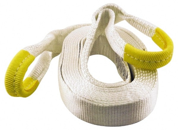 Erickson Manufacturing - 20' Long x 3" Wide, 27,000 Lb Basket Capacity, Polyester Web Sling - White, with Loop Ends - Exact Tooling