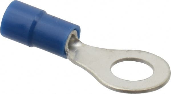 Thomas & Betts - 16-14 AWG Partially Insulated Crimp Connection Circular Ring Terminal - 1/4" Stud, 1.094" OAL x 0.472" Wide, Tin Plated Copper Contact - Exact Tooling