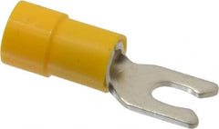 Thomas & Betts - #6 Stud, 12 to 10 AWG Compatible, Partially Insulated, Crimp Connection, Locking Fork Terminal - Exact Tooling