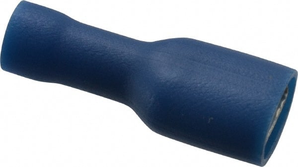 Thomas & Betts - 16 to 14 AWG, Vinyl, Fully Insulated, Female Wire Disconnect - 1/4 Inch Wide Tab, Blue, RoHS Compliant, UL 94 V-0 - Exact Tooling