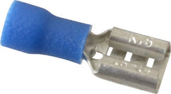 Thomas & Betts - 16 to 14 AWG, Vinyl, Fully Insulated, Female Wire Disconnect - 1/4 Inch Wide Tab, Blue, RoHS Compliant, UL 94 V-0 - Exact Tooling