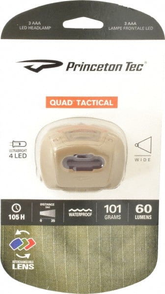 Princeton Tec - Red LED Bulb, 78 Lumens, Hands-free Flashlight - Tan Plastic Body, 3 AAA Batteries Not Included - Exact Tooling