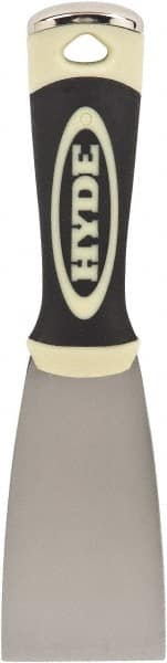 Hyde Tools - 2" Wide Chisel Edge Blade Carbon Steel Putty Knife - Flexible, Ergosoft Plastic Overmold Handle, 8" OAL - Exact Tooling