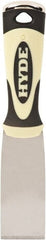 Hyde Tools - 1-1/2" Wide Chisel Edge Blade Carbon Steel Putty Knife - Stiff, Ergosoft Plastic Overmold Handle, 8" OAL - Exact Tooling