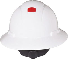 3M - ANSI Type I, Class C Rated, 4-Point, Ratchet Adjustment Hard Hat - Size 6-1/2 to 8, White, Full Brim, Vented - Exact Tooling