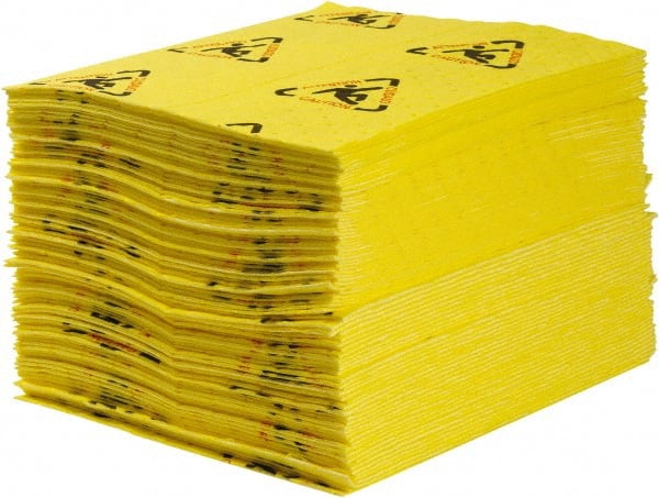 Brady SPC Sorbents - 60 Gal Capacity per Package, Chemical/Hazmat Mat - 19" Long x 15" Wide, Yellow, Polypropylene - Exact Tooling