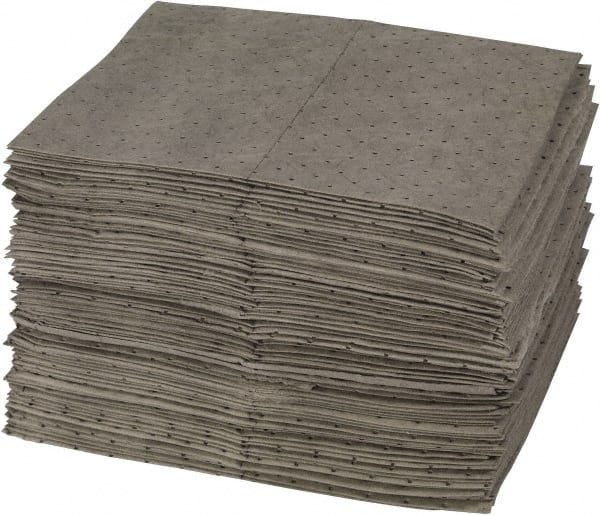 Brady SPC Sorbents - 25 Gal Capacity per Package, Universal Pad - 19" Long x 15" Wide, Gray, Polypropylene - Exact Tooling