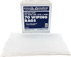 PRO-SOURCE - 10 Inch Long x 15 Inch Wide Virgin Cotton Rags - White, Knit, Lint Free, 70 Sheets per Pack, Box - Exact Tooling