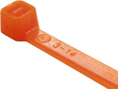 Value Collection - 11" Long Orange Nylon Standard Cable Tie - 50 Lb Tensile Strength, 81mm Max Bundle Diam - Exact Tooling