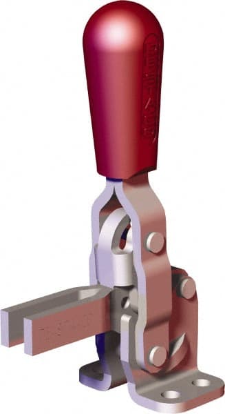 De-Sta-Co - 200 Lb Holding Capacity, Vertical Handle, Manual Hold Down Toggle Clamp - 65° Handle Movement, 105° Bar Opening, U-Bar, Flanged Base, Carbon Steel - Exact Tooling
