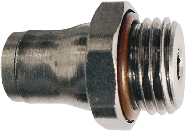 Legris - 8mm Outside Diam, 1/8 BSPP, Nickel Plated Brass Push-to-Connect Tube Male Connector - 435 Max psi, Tube to Male BSPP Connection, FKM O-Ring - Exact Tooling