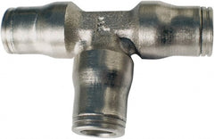 Legris - 1/2" Outside Diam, Nickel Plated Brass Push-to-Connect Tube Union Tee - 435 Max psi, Tube to Tube Connection, FKM O-Ring - Exact Tooling