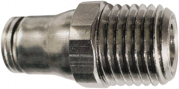 Legris - 10mm Outside Diam, 1/2 BSPT, Nickel Plated Brass Push-to-Connect Tube Male Connector - 435 Max psi, Tube to Male BSPT Connection, FKM O-Ring - Exact Tooling
