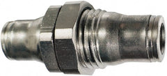 Legris - 5/16" Outside Diam, Nickel Plated Brass Push-to-Connect Tube Bulkhead Union - 435 Max psi, Tube to Tube Connection, FKM O-Ring - Exact Tooling