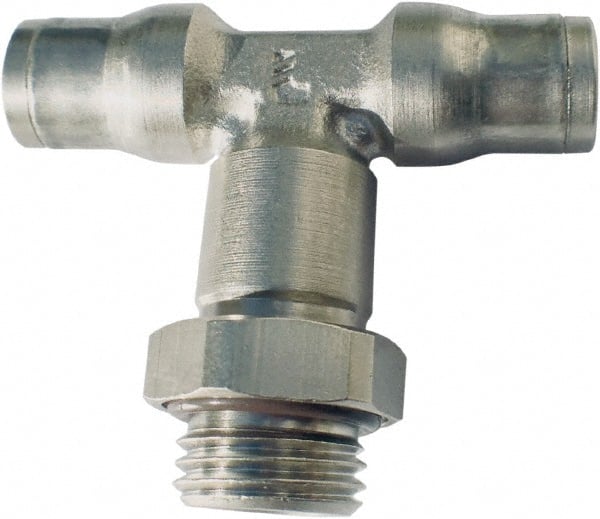 Legris - 10mm Outside Diam, 1/4 BSPP, Nickel Plated Brass Push-to-Connect Tube Male Branch Tee - 435 Max psi, Tube to Male BSPP Connection, FKM O-Ring - Exact Tooling