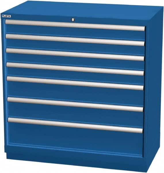LISTA - 7 Drawer, Modular Storage Cabinet - Steel, 40-1/4" Wide x 22-1/2" Deep x 41-3/4" High, Blue - Exact Tooling