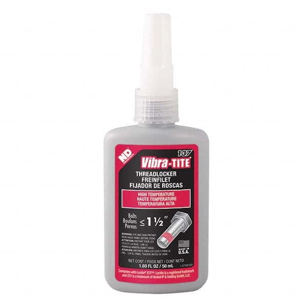 Vibra-Tite - 50 mL Bottle, Red, High Temp/High Strength Threadlocker - Exact Tooling