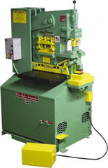 Uni-Hydro - 6" Throat Depth, 56 Ton Punch Pressure, 1-3/8" in 1/2" Punch Capacity Ironworker - 5 hp, 3 Phase, 220/480 Volts, 33" Wide x 57" High x 27-1/4" Deep - Exact Tooling