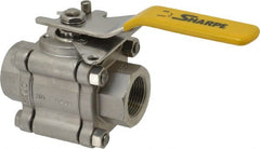 Sharpe Valves - 1" Pipe, Full Port, Stainless Steel Standard Ball Valve - 3 Piece, Inline - One Way Flow, FNPT x FNPT Ends, Locking Lever Handle, 1,000 WOG, 125 WSP - Exact Tooling