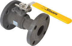 Sharpe Valves - 2" Pipe, Standard Port, Carbon Steel Standard Ball Valve - 1 Piece, Inline - One Way Flow, Flanged x Flanged Ends, Locking Lever Handle, 300 WOG, 150 WSP - Exact Tooling