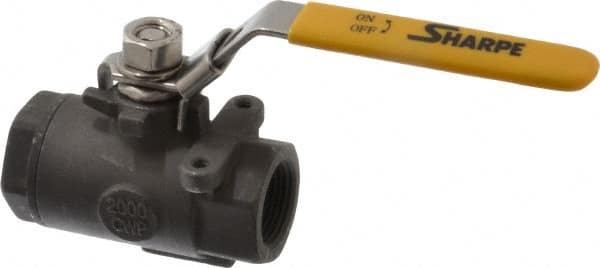 Sharpe Valves - 3/4" Pipe, Standard Port, Carbon Steel Steam Service Ball Valve - 1 Piece, Inline - One Way Flow, FNPT x FNPT Ends, Locking Lever Handle, 2,000 WOG, 250 WSP - Exact Tooling