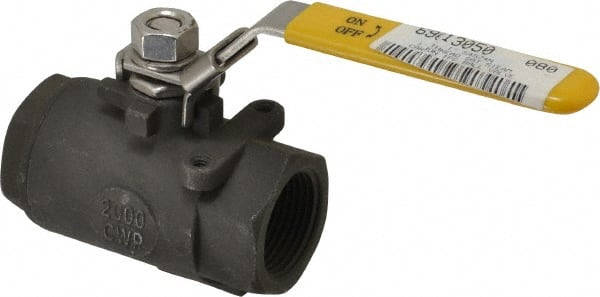 Sharpe Valves - 1" Pipe, Standard Port, Carbon Steel Steam Service Ball Valve - 1 Piece, Inline - One Way Flow, FNPT x FNPT Ends, Locking Lever Handle, 2,000 WOG, 250 WSP - Exact Tooling