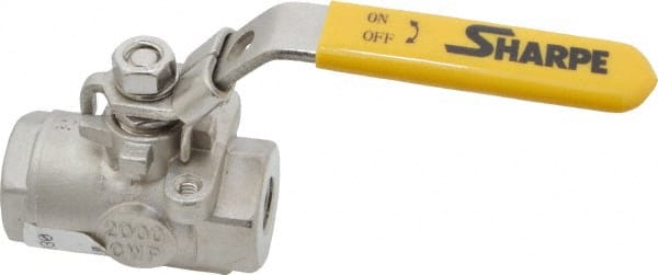 Sharpe Valves - 1/4" Pipe, Standard Port, Stainless Steel Steam Service Ball Valve - 1 Piece, Inline - One Way Flow, FNPT x FNPT Ends, Locking Lever Handle, 2,000 WOG, 250 WSP - Exact Tooling
