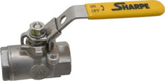 Sharpe Valves - 1/2" Pipe, Standard Port, Stainless Steel Steam Service Ball Valve - 1 Piece, Inline - One Way Flow, FNPT x FNPT Ends, Locking Lever Handle, 2,000 WOG, 250 WSP - Exact Tooling
