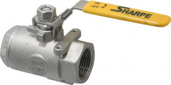 Sharpe Valves - 1" Pipe, Standard Port, Stainless Steel Steam Service Ball Valve - 1 Piece, Inline - One Way Flow, FNPT x FNPT Ends, Locking Lever Handle, 2,000 WOG, 250 WSP - Exact Tooling