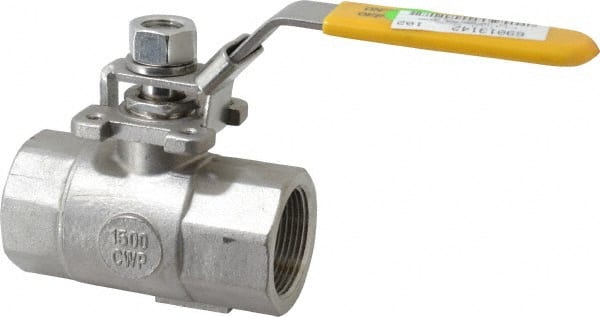Sharpe Valves - 1-1/4" Pipe, Standard Port, Stainless Steel Steam Service Ball Valve - 1 Piece, Inline - One Way Flow, FNPT x FNPT Ends, Locking Lever Handle, 1,500 WOG, 250 WSP - Exact Tooling