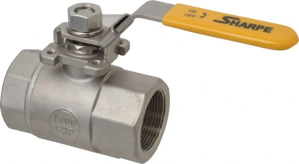Sharpe Valves - 1-1/2" Pipe, Standard Port, Stainless Steel Steam Service Ball Valve - 1 Piece, Inline - One Way Flow, FNPT x FNPT Ends, Locking Lever Handle, 1,500 WOG, 250 WSP - Exact Tooling