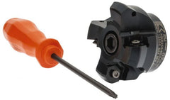 Kennametal - 2" Cut Diam, 3" Arbor Hole, 4.51mm Max Depth of Cut, 45° Indexable Chamfer & Angle Face Mill - 4 Inserts, HNGJ 535-GD Insert, Right Hand Cut, 4 Flutes, Through Coolant, Series KSHR - Exact Tooling