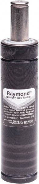 Associated Spring Raymond - M6 Fill Port, M6 Mt Hole, 12mm Rod Diam, 24.9mm Diam, 40mm Max Stroke, Black Nitrogen Gas Spring Cylinder - 125mm Body Length, 165mm OAL, 1,700 Lb Full Stroke Spring Force, 360 psi Initial Charge - Exact Tooling