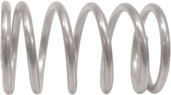 Associated Spring Raymond - 55mm OD, 5mm Wire, 130mm Free Length, Compression Spring - 44 Lb Spring Rating, 654.26 N Max Work Load, Stainless Steel - Exact Tooling