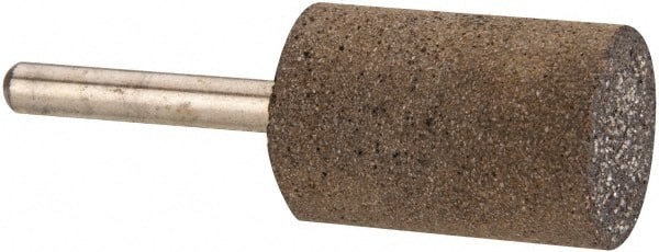 Made in USA - 1" Head Diam x 1-1/2" Thickness, W221, Cylinder End, Aluminum Oxide Mounted Point - Burnt Orange, Very Coarse Grade, 24 Grit, 19,120 RPM - Exact Tooling