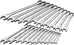 SK - 23 Piece, 8mm to 32mm, 12 Point Combination Wrench Set - Metric Measurement Standard, Chrome Finish, Comes in Rack - Exact Tooling