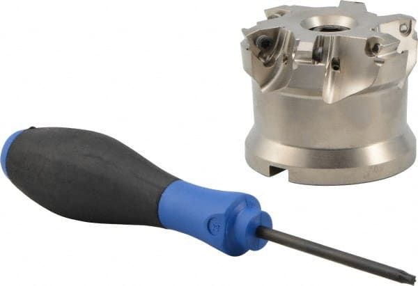Seco - 6 Inserts, 2-1/2" Cutter Diam, 0.0709" Max Depth of Cut, Indexable High-Feed Face Mill - 3/4" Arbor Hole Diam, 218.19-160.. Inserts - Exact Tooling