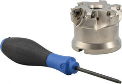 Seco - 6 Inserts, 2-1/2" Cutter Diam, 0.0709" Max Depth of Cut, Indexable High-Feed Face Mill - 3/4" Arbor Hole Diam, 218.19-160.. Inserts - Exact Tooling